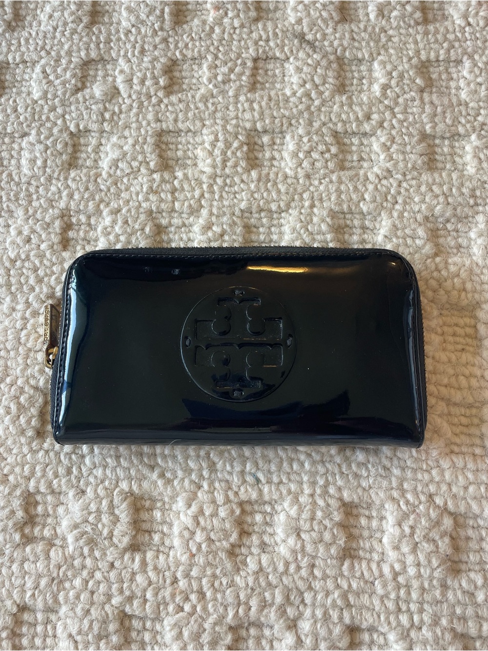 Tory Burch patent leather black clutch